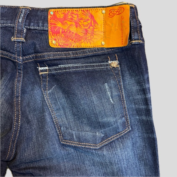 Ed Hardy women's low rise bootcut blue jean's - Picture 3 of 13